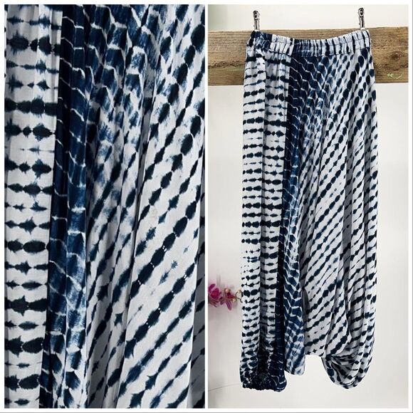 Apau ~ Gender Fluid Aladdin Gypsy Shibori Tie Dyed Rayon Pants - Picture 16 of 16